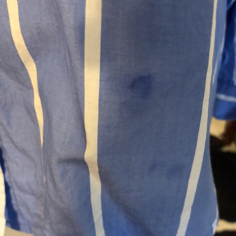 Zara Basic Chambray Blue With Thin White Vertical… - image 4